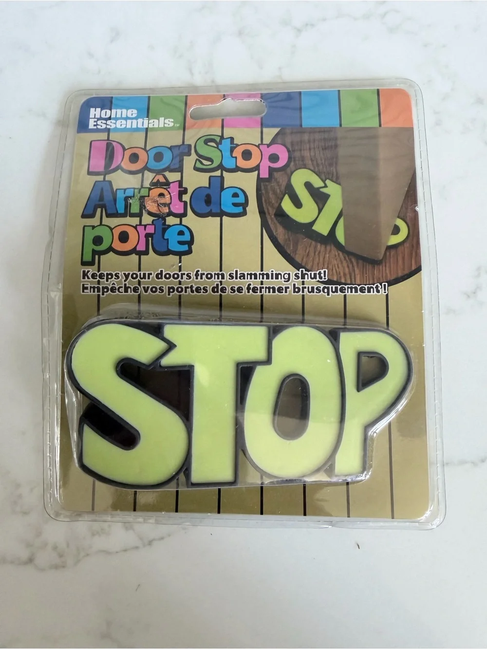 Home Essentials STOP Door Stop - Neon Yellow & Black Accent